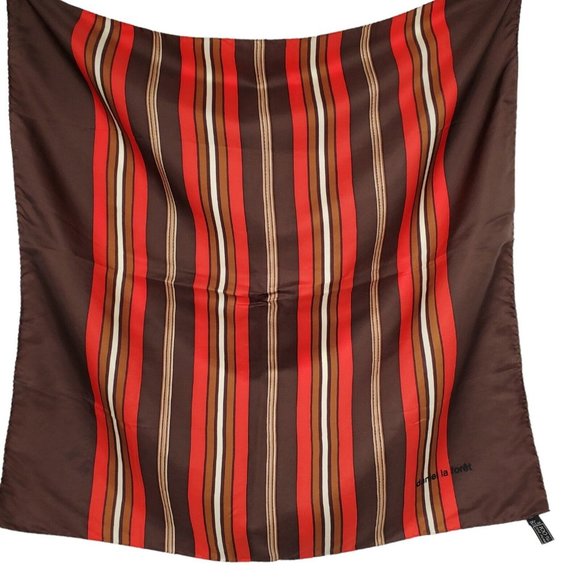 Daniel La Foret Silk Scarf Hand Rolled Brown Multicolor Geometric Striped - Picture 1 of 12
